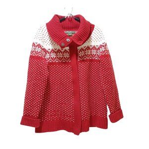 Eddie Bauer Holiday Nordic Fair Isle Birdseye Sweater Womens M Wool Blend Cozy‎